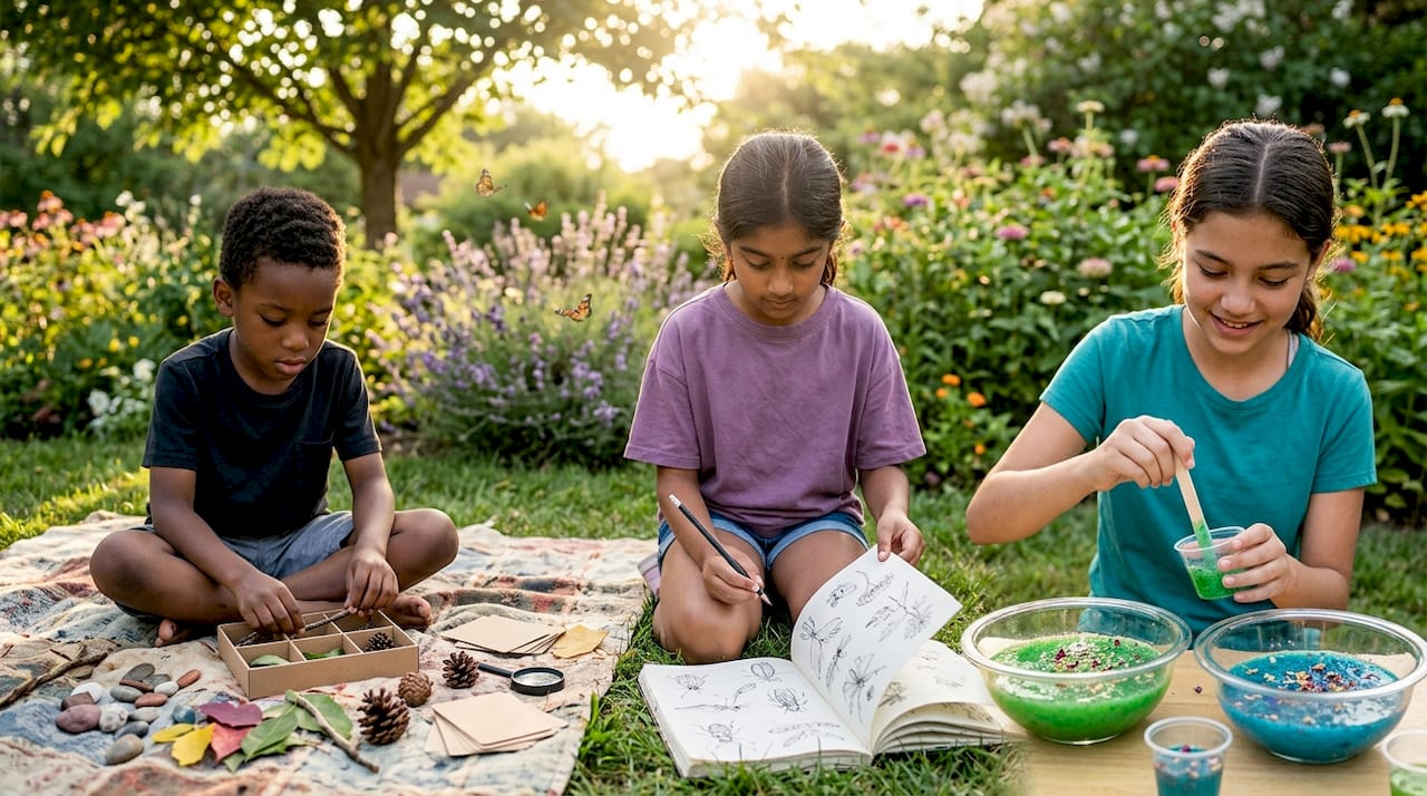 Children engaging hands-on curiosity activities indoors