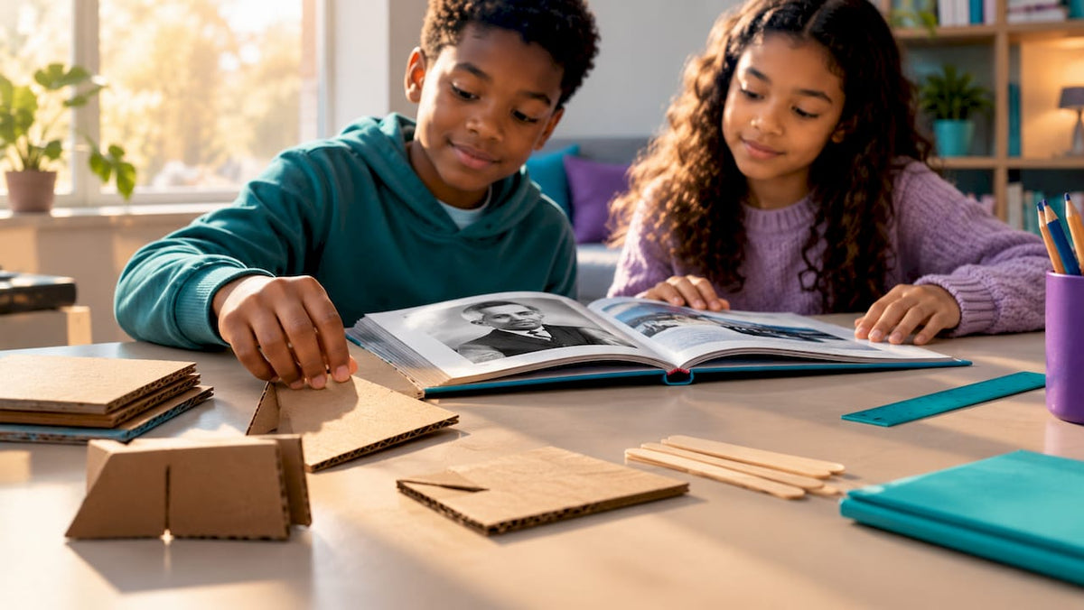 Children connecting inventor stories with hands-on building