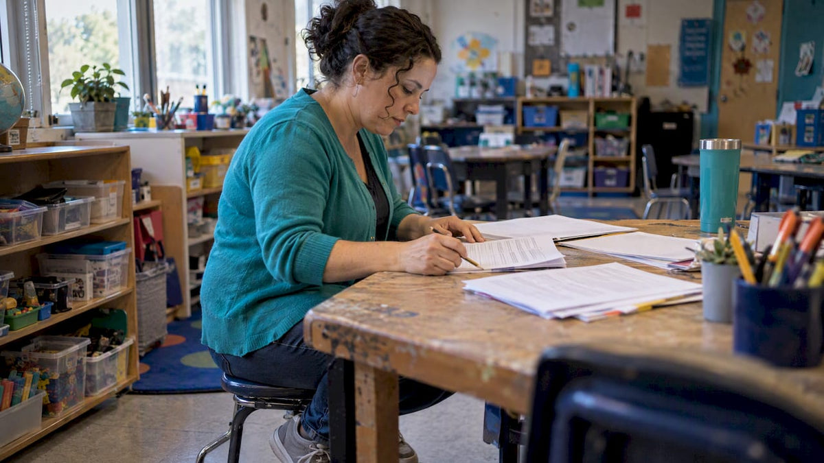 Teacher reviewing a STEM grant proposal