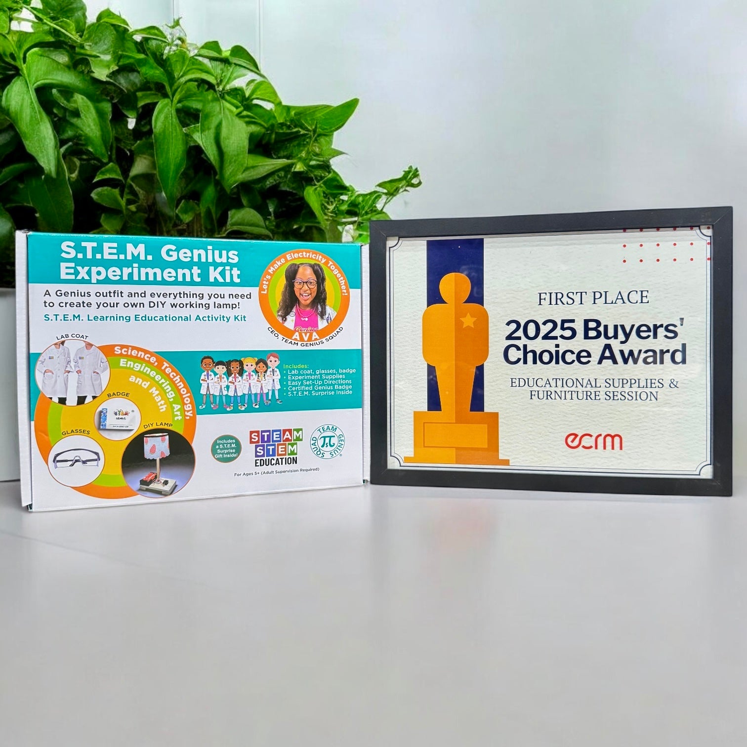 Genius Bundle – STEM-STEAM Lab Coat, Glasses, GENIUS T-Shirt, DIY Lamp Experiment!