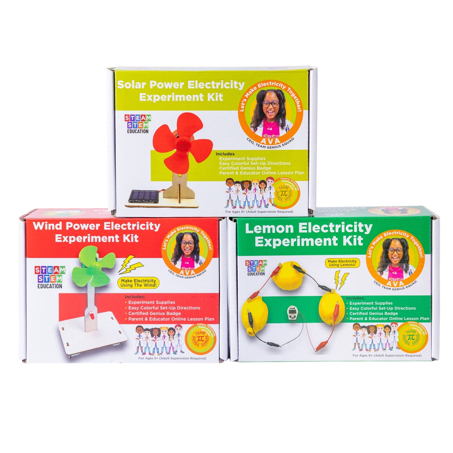 Alternative Energy STEM Bundle – Solar, Wind, and Lemon Electricity Experiment Kits