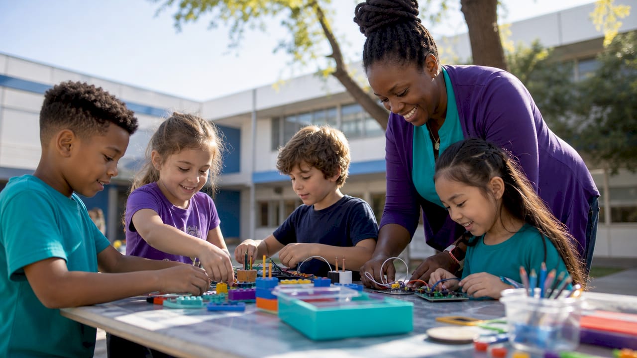 Children engaging in inclusive STEAM classroom activity