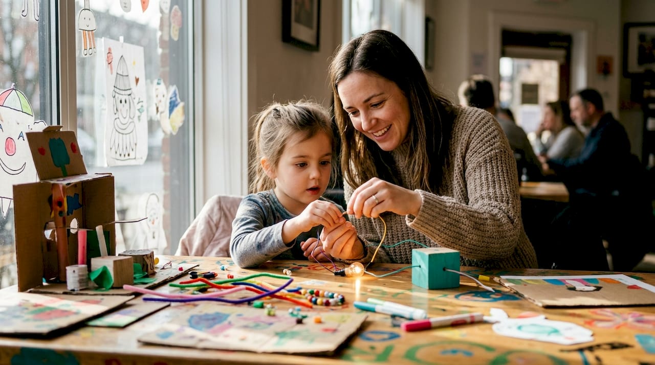 Mother and daughter doing STEAM experiment home