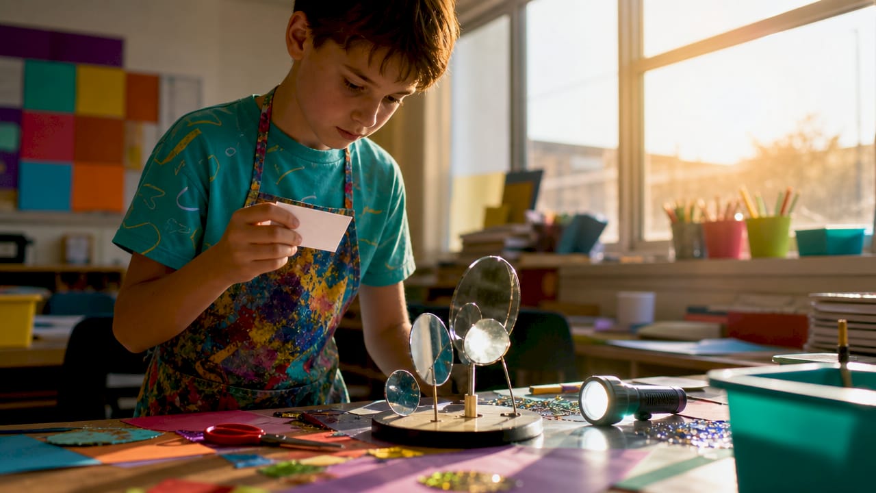 Child engaged in solar engineer role-play activity