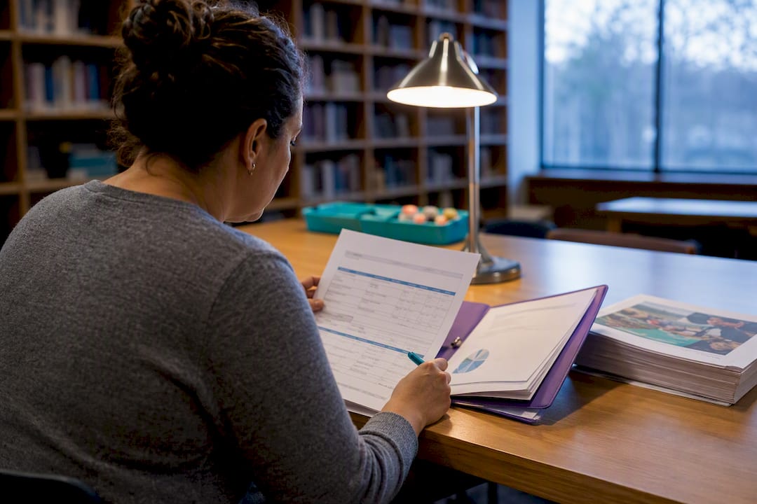 Educator reviewing a STEM grant application