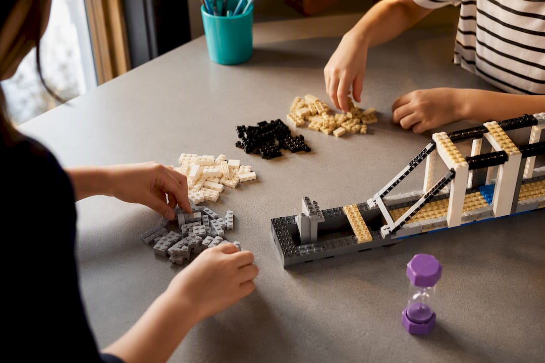 Children building an age-based STEM challenge