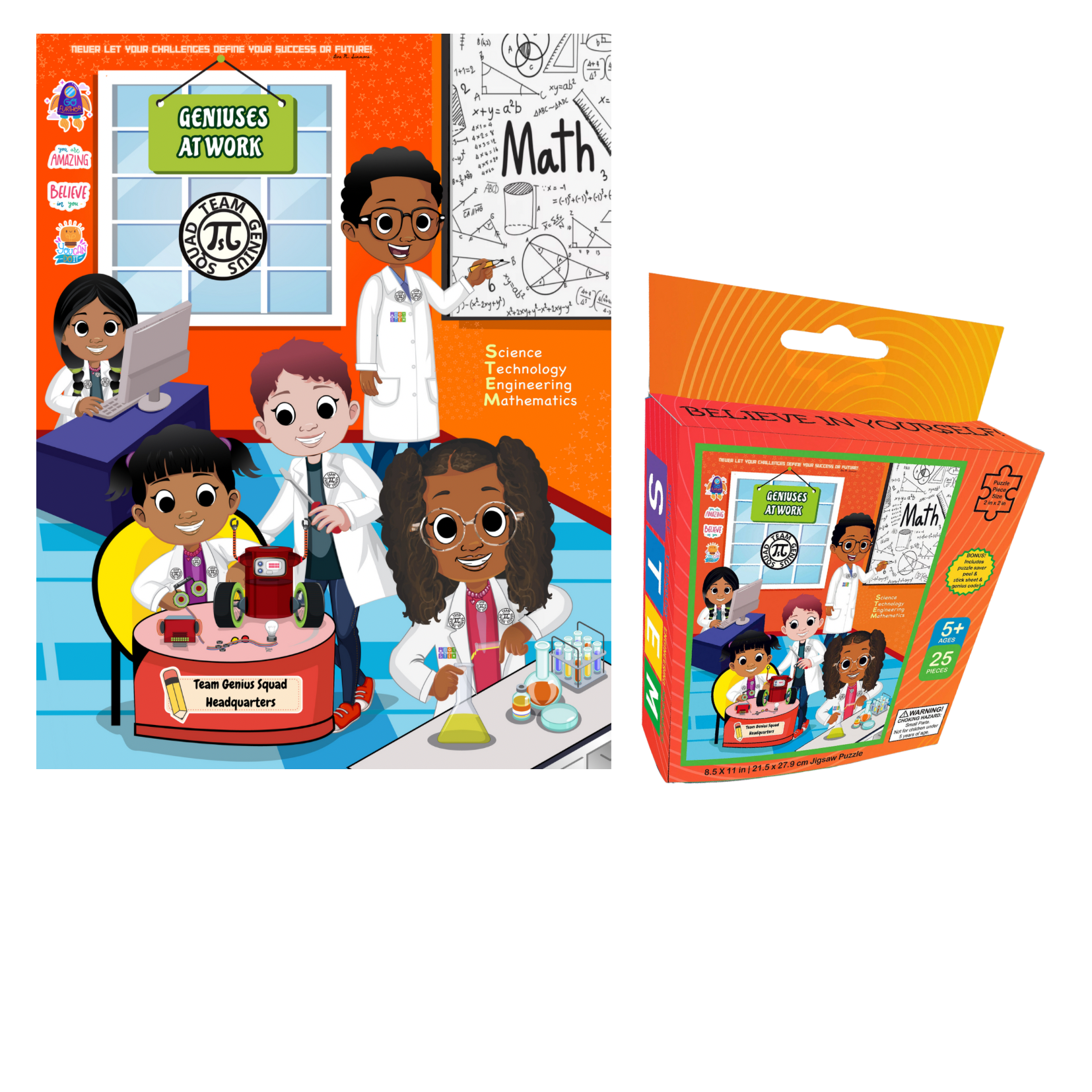 S.T.E.M Puzzles - 4 PACK Colorful Illustrations