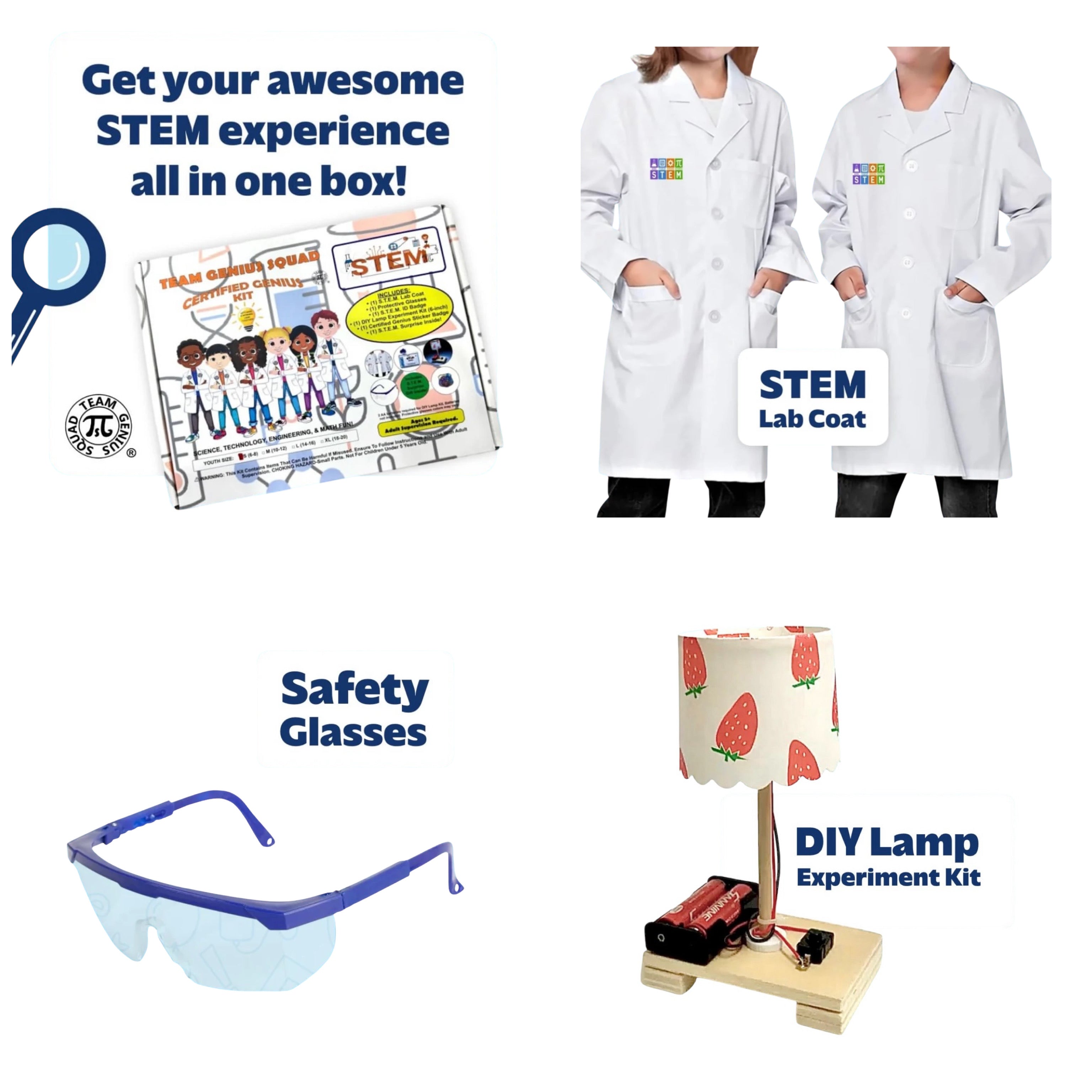 Young Genius Starter Bundle – STEM Lab Coat, Glasses, DIY Lamp Experiment!