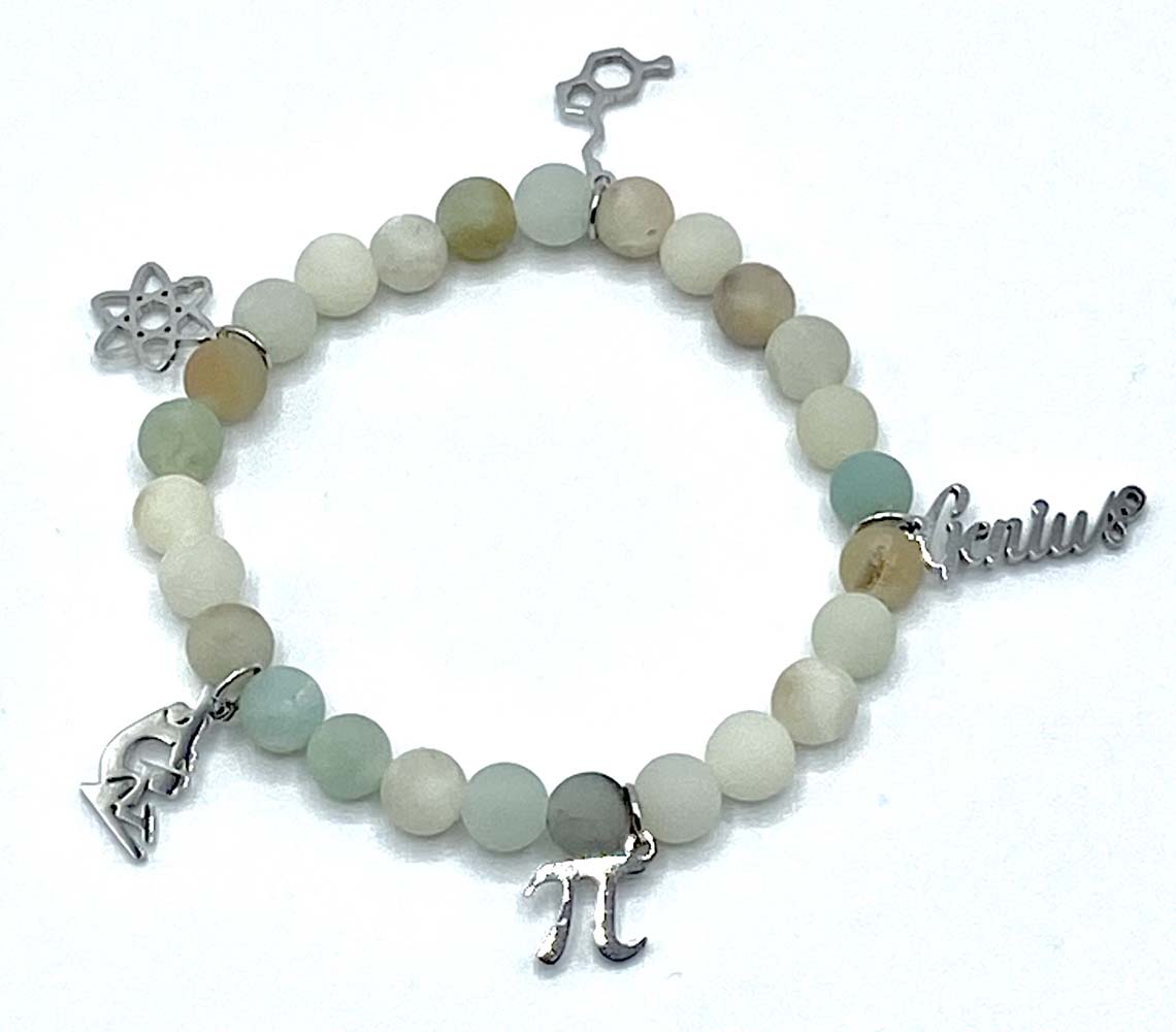 Multi Pastel Colors Stone Bracelet With Science Charms